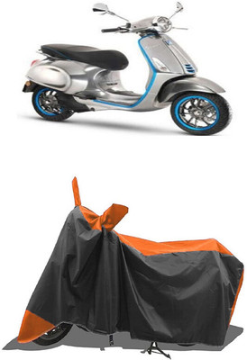 SUGASHRI Waterproof Two Wheeler Cover for Piaggio(Piaggio Elettrica BS6, Orange, Black)