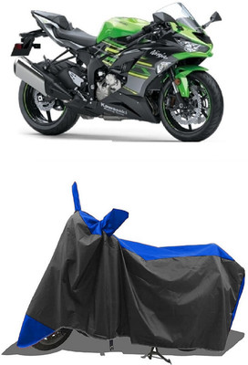 SUGASHRI Waterproof Two Wheeler Cover for Kawasaki(Ninja ZX-6R BS6, Blue, Black)