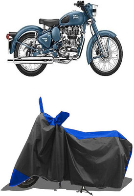 SUGASHRI Waterproof Two Wheeler Cover for Royal Enfield(Classic Squadron BS6, Blue, Black)