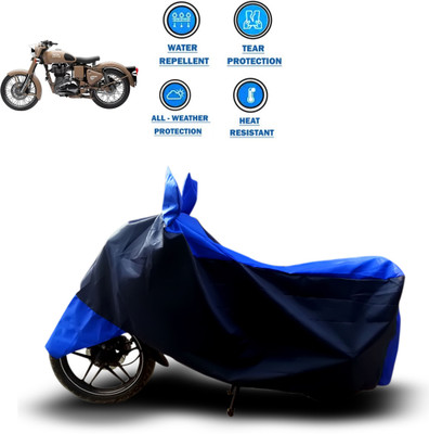 CODOKI Two Wheeler Cover for Royal Enfield(Classic Desert Storm, Blue, Black)