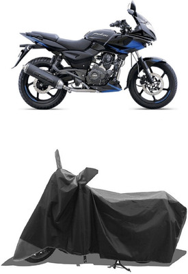 SUGASHRI Waterproof Two Wheeler Cover for Bajaj(Pulsar 220 DTS-i, Grey, Black)