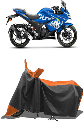 SUGASHRI Waterproof Two Wheeler Cover for Suzuki(Gixxer Special Edition BS6, Orange, Black)