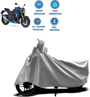 GOSHIV-car and bike accessories Two Wheeler Cover for Suzuki(GSX, Silver)