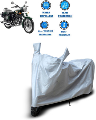 CODOKI Two Wheeler Cover for Royal Enfield(Bullet 500, Silver)