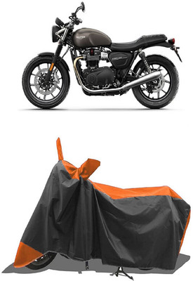 SUGASHRI Waterproof Two Wheeler Cover for Triumph(Street Twin BS6, Orange, Black)