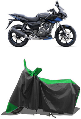 SUGASHRI Waterproof Two Wheeler Cover for Bajaj(Pulsar 220 DTS-i, Green, Black)