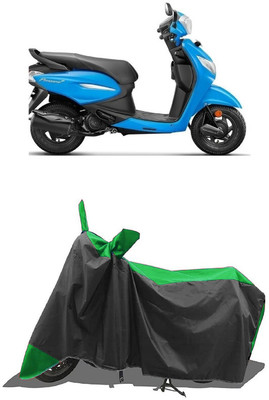 SUGASHRI Waterproof Two Wheeler Cover for Hero(Pleasure Plus, Green, Black)