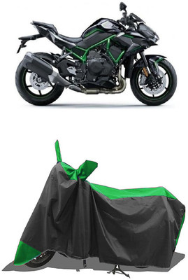 SUGASHRI Waterproof Two Wheeler Cover for Kawasaki(ZH2, Green, Black)