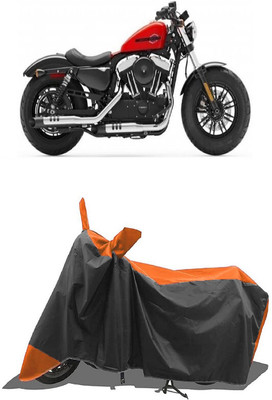 SUGASHRI Waterproof Two Wheeler Cover for Harley Davidson(Forty Eight, Orange, Black)