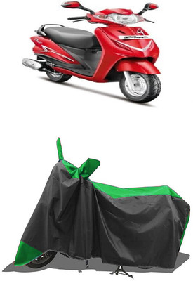 SUGASHRI Waterproof Two Wheeler Cover for Hero(Duet VX 110CC BS6, Green, Black)