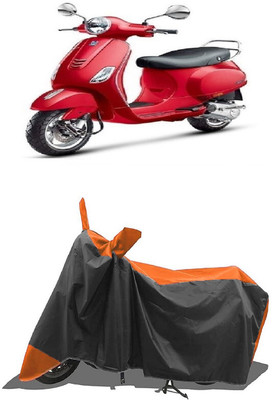 SUGASHRI Waterproof Two Wheeler Cover for Vespa(VXL 125 BS6, Orange, Black)