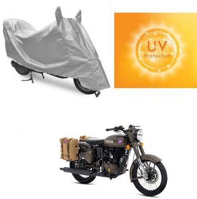 SK AUTO Waterproof Two Wheeler Cover for Royal Enfield(Classic 500, Silver)
