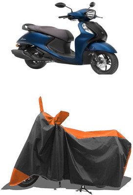 SUGASHRI Waterproof Two Wheeler Cover for Yamaha(Fascino 125, Orange, Black)