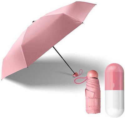 GORICH Ultra Mini UV Coated 4-Fold Travel Capsule 100 cm Paled Umbrella C-3 Umbrella(Multicolor)