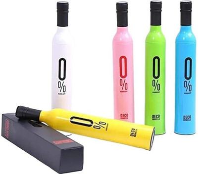 SBTs Wine Bottle Shape Umbrella Mini Compact Foldable Umbrella with Plastic Case Umbrella(Multicolor)