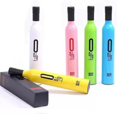 SBTs Bottle Shape Mini Compact Foldable Umbrella with Plastic Case Umbrella Umbrella(Purple, Pink, Yellow, Black, Blue)