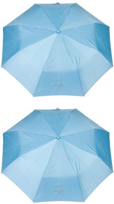 Bizarro.in 3 Fold Set of 2 Plain Office Men::Women_211 Umbrella(Blue)