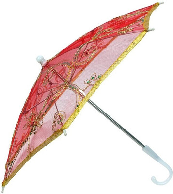 INFISPACE Ladoo Gopal Ji Fancy Chhatri Umbrella for God Krishna, 12 Inchs & Red Color Umbrella(Red)