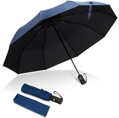 Agromech Umbrella 3 Fold For Rain & Sunlight| Auto Open & Close, Waterproof,(Blue) Umbrella(Blue)
