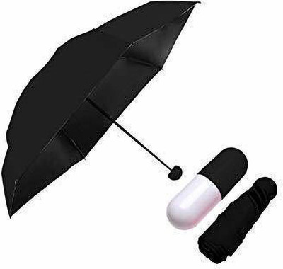SBTs Stylish Capsule Mini Travel Umbrella 4 fold Compact Umbrella Umbrella(Black)