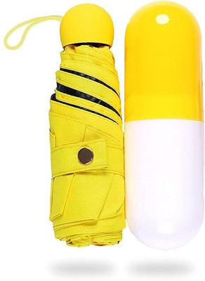 GRANTHI ENTERPRISE Small and Lightweight Anti-UV Capsule Case Mini Pocket Umbrella With 5 Folding Umbrella(Yellow)