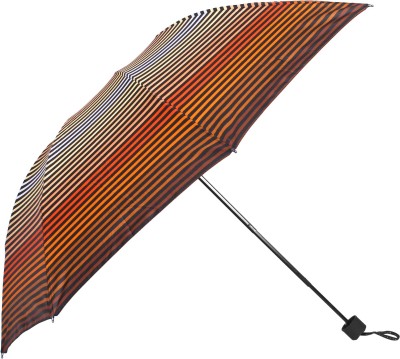 Umbrella mart 3 Fold Striped Printed Rain and Sun Protective Manual UMBRELLA Umbrella(Brown)