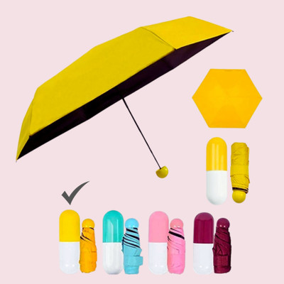 SBTs Capsule Umbrella I Travel Umbrella I 3 Fold Mini Umbrella(Yellow)