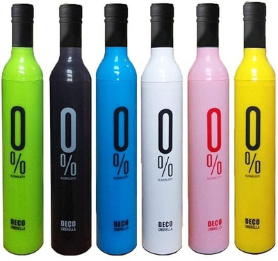 UMA Bottle Shape Mini Compact Foldable Umbrella with Plastic Case (Multi Color Umbrella(Multicolor)