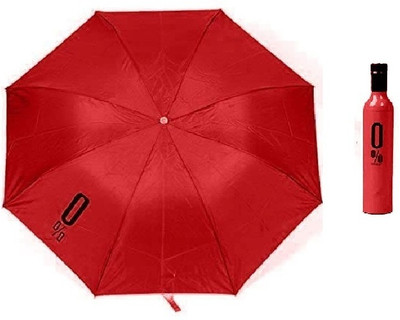 SBTs Folding Portable Umbrella with Bottle Cover for UV Protection Umbrella(Red)