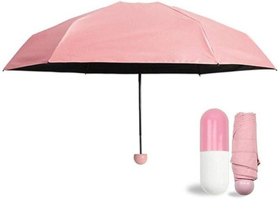 SBTs Stylish Windproof Foldable Capsule Umbrella for UV Protection Rain Outdoor_01 Umbrella(Pink)