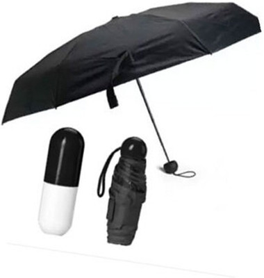 SBTs Buy Capsule Umbrella, Folding Windproof Umbrella, Rain & Sun Protection Travel Umbrella(Black)