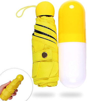 SBTs Ultra Light Mini Folding Capsule Umbrella UV Coated with Capsule Case Umbrella(Yellow)