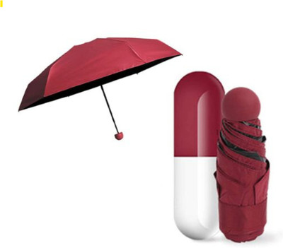 SBTs Capsule Umbrella Maroon Portable for Rain and Sun Protection Umbrella(Maroon, Yellow)