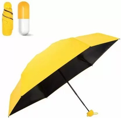 SBTs YELLOW Small Stylish Capsule Mini Travel Umbrella 4 fold Umbrella(Yellow)