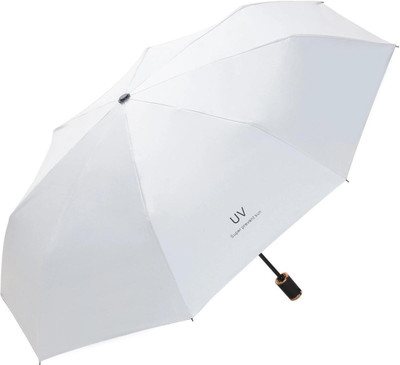 justone choice 3 Fold UV Sunshade & Rain Block Folding Umbrella For Travel Umbrella(White)