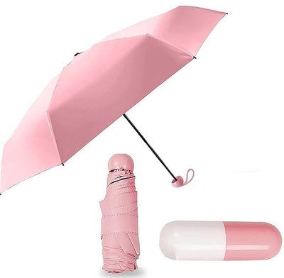 SBTs Stylish Windproof Mini Foldable Capsule Umbrella for UV Protection Rain Outdoor_ Umbrella(Pink)