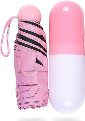 SBTs Naylon 4-Fold Travel Capsule Umbrella UV Protection Umbrella For Travelling Rain Umbrella(Pink)