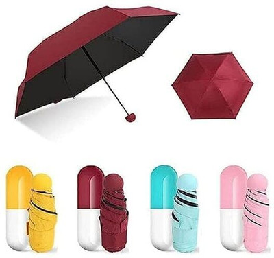 SBTs Foldable Umbrella in Capsule Shape Plastic Case For Man and Woman Umbrella(Multicolor)
