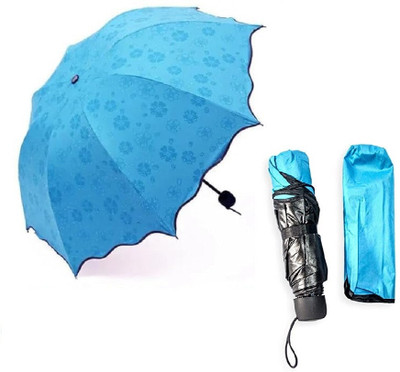 Vamigo Magic 3 Fold Umbrella Changing Secret Blossoms Occur with Water Magic Print_06 Umbrella(Blue)