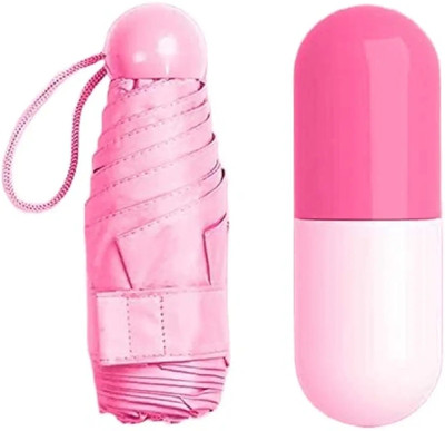 Harkishan Fold Portable Capsule Bottle Umbrella for UV Protection and Rain. Umbrella(Pink)