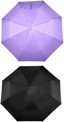 Bizarro Plain Combo-3-Fold (Set of 2) Umbrella(Purple, Black)