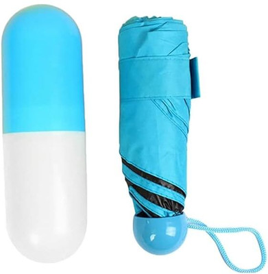 RUGVEDI Foldable Ultra Mini Cute and Small Folding Capsule Design Pocket UV Resistant Umbrella(Blue)