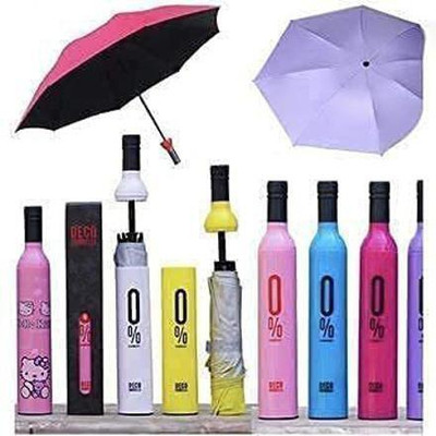 KOMCNC Wine Bottle 110 cm Travel Umbrella (Black and Red) -Set of 1 Umbrella(Multicolor)