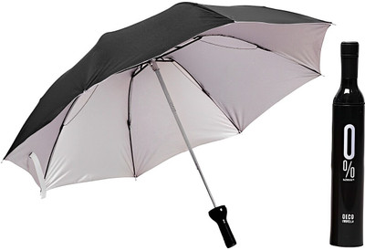 SBTs Windproof Double Layer Umbrella with Wine Bottle Plastic Case Cover, Chatri K33 Umbrella(Black)