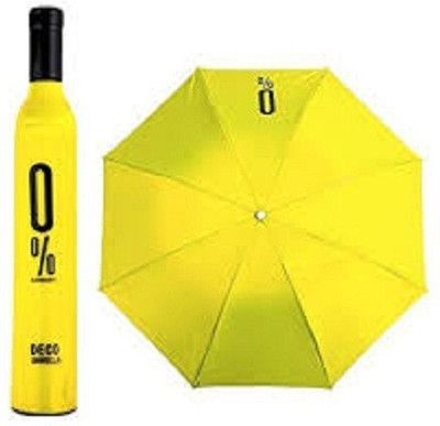 SBTs Wine Bottle Folding Umbrella With Bottle Cover Umbrella(Yellow)
