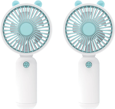 24 ENERGY Ergonomic Handheld USB Fan with Powerful Speed | Pack of 2 - White AuraFlo USB Fan(White)