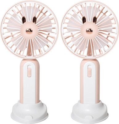 24 ENERGY Handheld USB Fan with LED & Mobile Stand | Pack of 2 - Orange FrostMate combo Pack USB Fan(Orange)