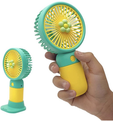 Moin toys Mini Rechargeable Handheld Fan with Stand | Portable USB Cooling Fan for Travel Fanylg Rechargeable Fan(Yellow)