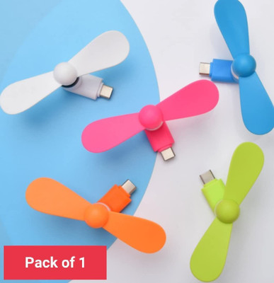 JANGI Type-C Personal USB Mini Fan 155 for Android Cell Phones USB mini Fan Type-C portable mini fan 155 usb OTG adaptor gadget for all mobiles USB Fan(Multicolor)