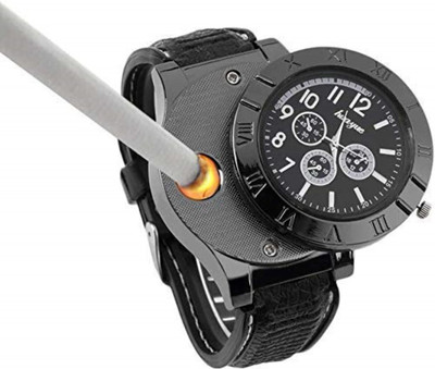 CHG USB Ciagrette Lighter Analog Watch| 2-in-1 with Premium Analong Watch Stylish Pocket Lighter(Black)